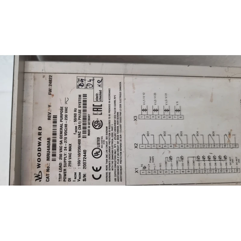 BUY WOODWARD HIGH PROTEC VOLTAGE PROTECTION MRU4A0AB REV Y BUY WOODWARD HIGH PROTEC VOLTAGE PROTECTION MRU4A0AB REV Y
